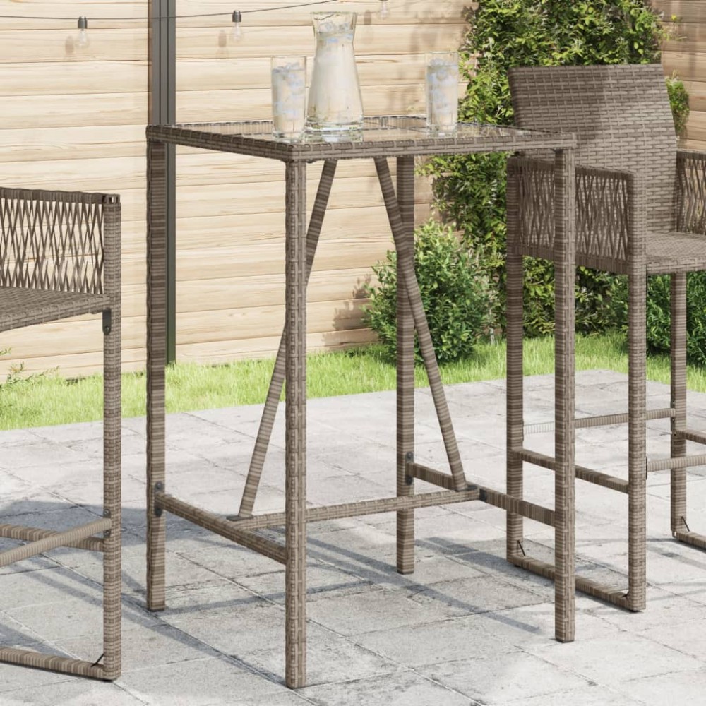 vidaXL Masă de bar de exterior, gri, 70x70x110 cm, poliratan