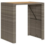vidaXL Masă bar grădină, blat lemn acacia, gri 105x80x110 cm poliratan