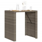 vidaXL Masă bar grădină, blat lemn acacia, gri 105x80x110 cm poliratan