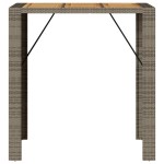 vidaXL Masă bar grădină, blat lemn acacia, gri 105x80x110 cm poliratan
