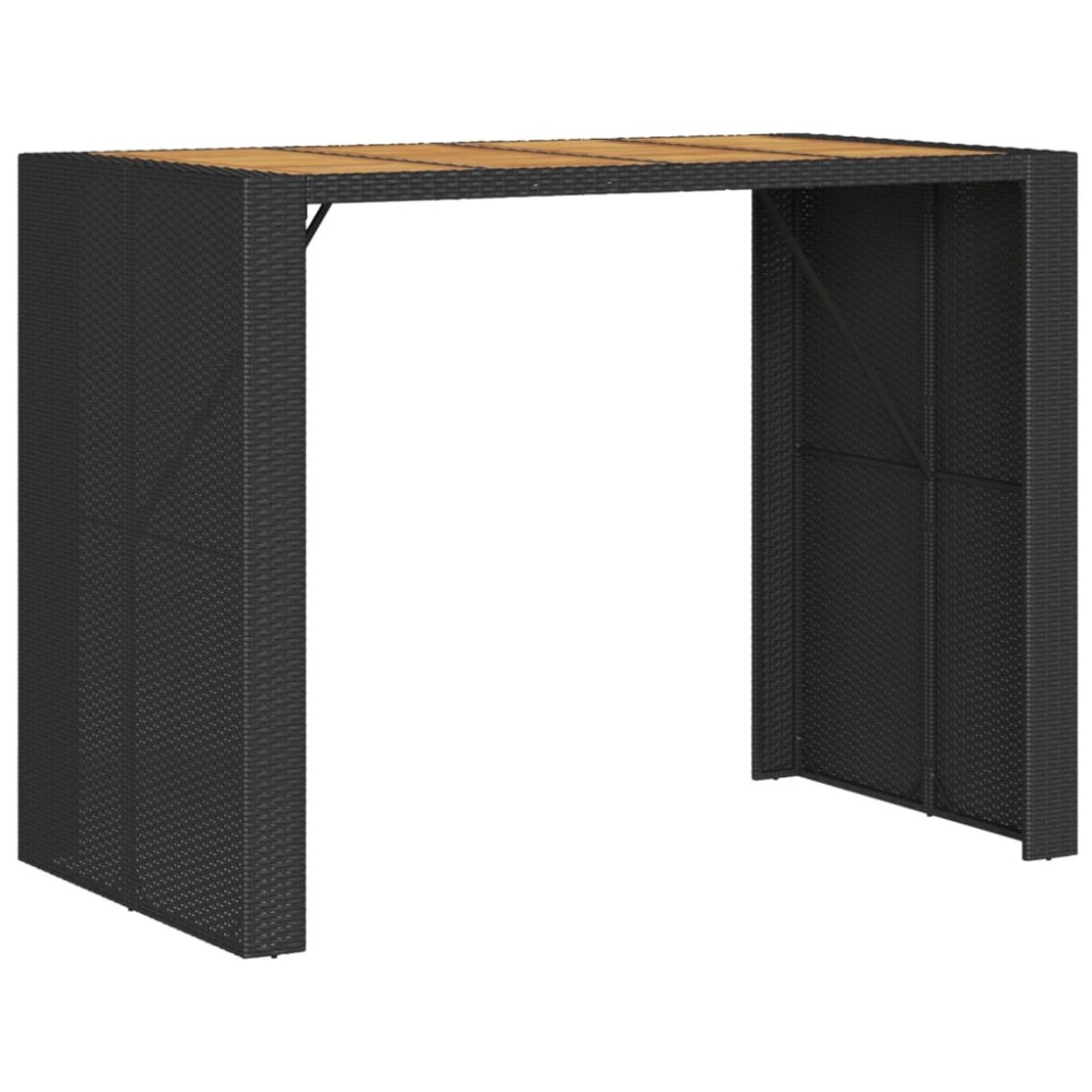 vidaXL Masă bar grădină blat lemn acacia negru 145x80x110 cm poliratan