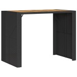 vidaXL Masă bar grădină blat lemn acacia negru 145x80x110 cm poliratan vidaXL Masă bar grădină blat lemn acacia negru 145x80x110 cm poliratan