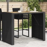 vidaXL Masă bar grădină blat lemn acacia negru 145x80x110 cm poliratan vidaXL Masă bar grădină blat lemn acacia negru 145x80x110 cm poliratan
