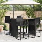 vidaXL Masă bar grădină blat lemn acacia negru 145x80x110 cm poliratan vidaXL Masă bar grădină blat lemn acacia negru 145x80x110 cm poliratan