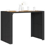 vidaXL Masă bar grădină blat lemn acacia negru 145x80x110 cm poliratan vidaXL Masă bar grădină blat lemn acacia negru 145x80x110 cm poliratan