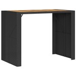 vidaXL Masă bar grădină blat lemn acacia negru 145x80x110 cm poliratan vidaXL Masă bar grădină blat lemn acacia negru 145x80x110 cm poliratan