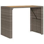 vidaXL Masă bar grădină, blat lemn acacia, gri 145x80x110 cm poliratan