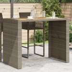 vidaXL Masă bar grădină, blat lemn acacia, gri 145x80x110 cm poliratan