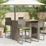 vidaXL Masă bar grădină, blat lemn acacia, gri 145x80x110 cm poliratan