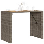 vidaXL Masă bar grădină, blat lemn acacia, gri 145x80x110 cm poliratan