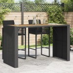 vidaXL Masă bar grădină blat lemn acacia negru 185x80x110 cm poliratan vidaXL Masă bar grădină blat lemn acacia negru 185x80x110 cm poliratan