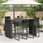vidaXL Masă bar grădină blat lemn acacia negru 185x80x110 cm poliratan vidaXL Masă bar grădină blat lemn acacia negru 185x80x110 cm poliratan