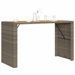 vidaXL Masă bar grădină, blat lemn acacia, gri 185x80x110 cm poliratan