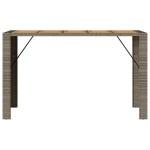 vidaXL Masă bar grădină, blat lemn acacia, gri 185x80x110 cm poliratan