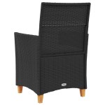 vidaXL Scaune de grădină cu perne, 2 buc., negru poliratan/lemn