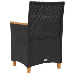vidaXL Scaune de grădină cu perne, 2 buc., negru poliratan/lemn
