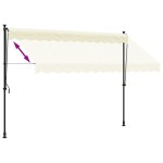 vidaXL Copertină retractabilă, crem, 300x150 cm, țesătură și oțel