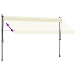 vidaXL Copertină retractabilă, crem, 350x150 cm, țesătură și oțel