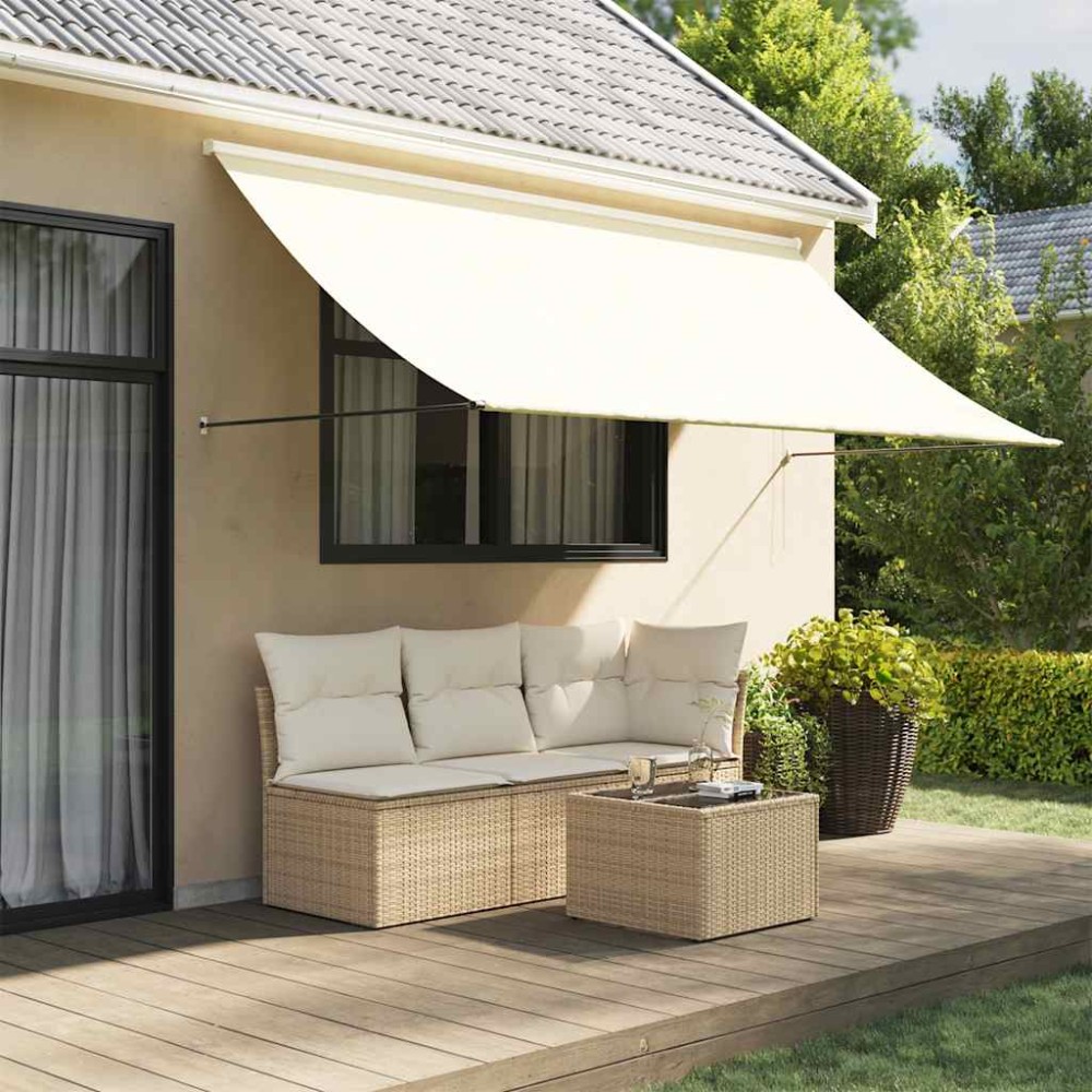vidaXL Copertină retractabilă, crem, 300x150 cm, țesătură și oțel
