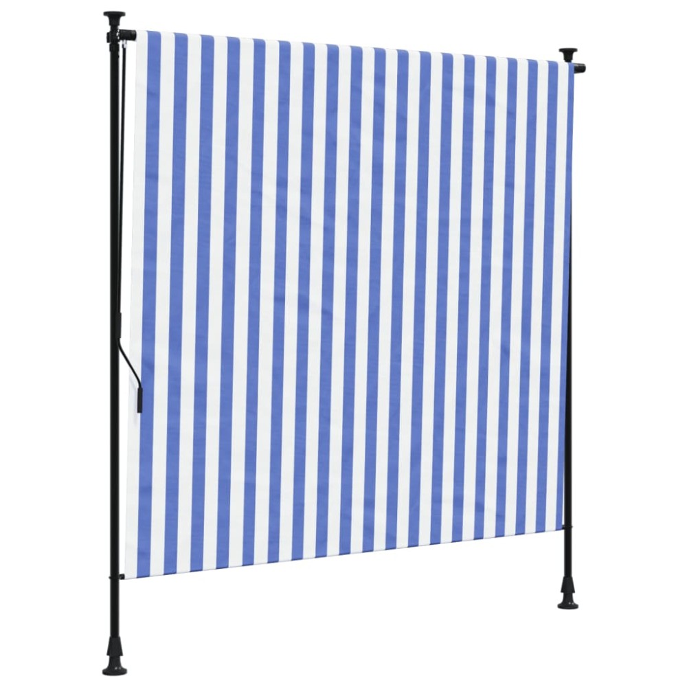 vidaXL Jaluzea rulou de exterior albastru/alb 150x270 cm țesătură/oțel