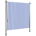 vidaXL Jaluzea rulou de exterior albastru/alb 150x270 cm țesătură/oțel