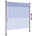 vidaXL Jaluzea rulou de exterior albastru/alb 150x270 cm țesătură/oțel