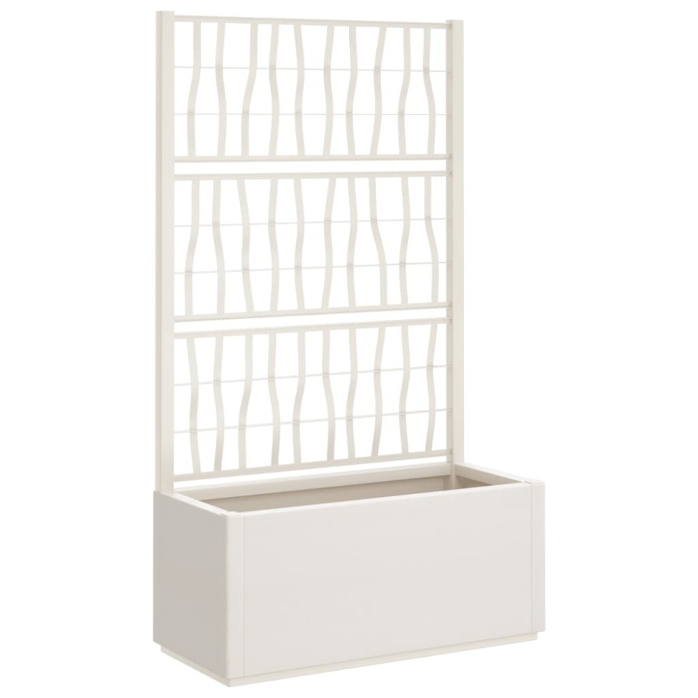 vidaXL Jardinieră de grădină cu spalier, alb, 80x36x140 cm, PP