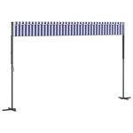 vidaXL Copertină independentă, albastru și alb, 500x300 cm textil/oțel vidaXL Copertină independentă, albastru și alb, 500x300 cm textil/oțel