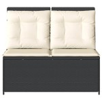 vidaXL Bancă de grădină rabatabilă cu perne, negru, poliratan