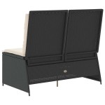 vidaXL Bancă de grădină rabatabilă cu perne, negru, poliratan