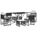 vidaXL Set mobilier de grădină cu perne, 7 piese, negru, poliratan vidaXL Set mobilier de grădină cu perne, 7 piese, negru, poliratan