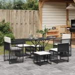 vidaXL Set mobilier de grădină cu perne, 7 piese, negru, poliratan vidaXL Set mobilier de grădină cu perne, 7 piese, negru, poliratan