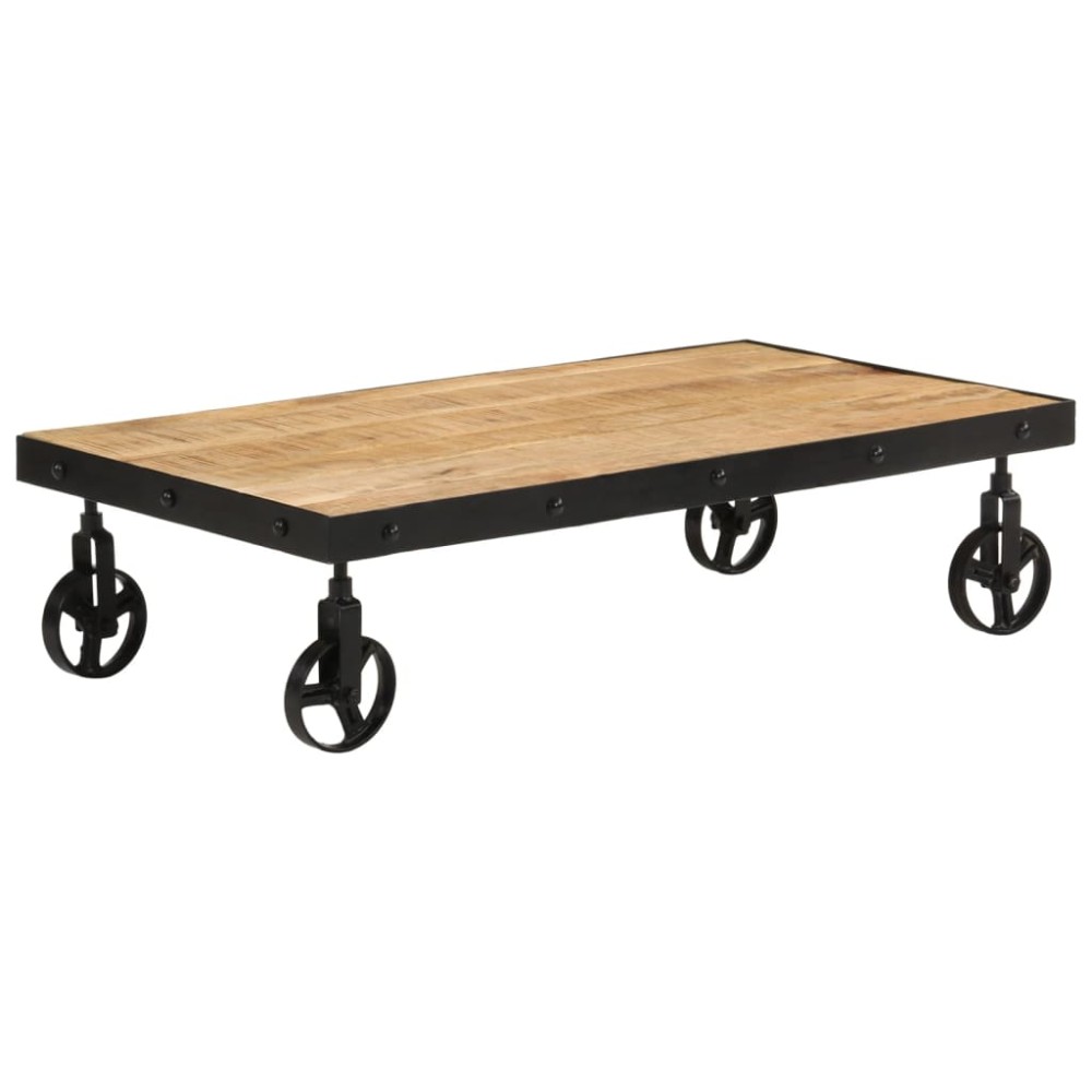 vidaXL Măsuță de cafea cu roți, 100x55x26 cm, lemn masiv de mango
