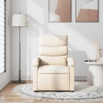 vidaXL Fotoliu rabatabil, crem, material textil