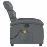 vidaXL Fotoliu de masaj rabatabil, gri, piele ecologică