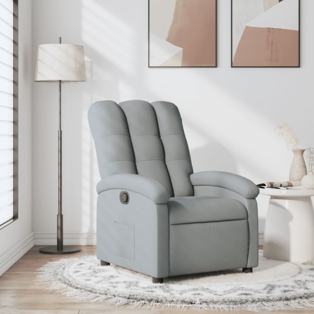 vidaXL Fotoliu rabatabil, gri deschis, material textil