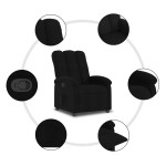 vidaXL Fotoliu rabatabil, negru, material textil vidaXL Fotoliu rabatabil, negru, material textil