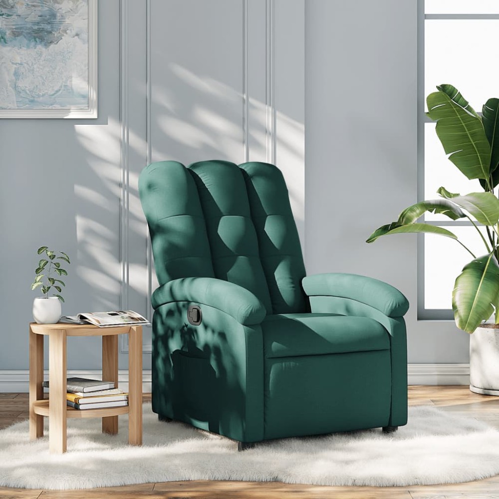 vidaXL Fotoliu rabatabil, verde închis, material textil