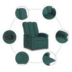 vidaXL Fotoliu rabatabil, verde închis, material textil vidaXL Fotoliu rabatabil, verde închis, material textil