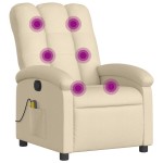 vidaXL Fotoliu rabatabil de masaj, crem, material textil