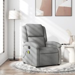 vidaXL Fotoliu de masaj rabatabil, gri deschis, textil vidaXL Fotoliu de masaj rabatabil, gri deschis, textil