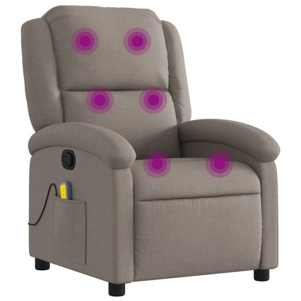 vidaXL Fotoliu de masaj rabatabil, gri taupe, material textil