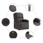 vidaXL Fotoliu de masaj rabatabil, maro închis, piele naturală vidaXL Fotoliu de masaj rabatabil, maro închis, piele naturală