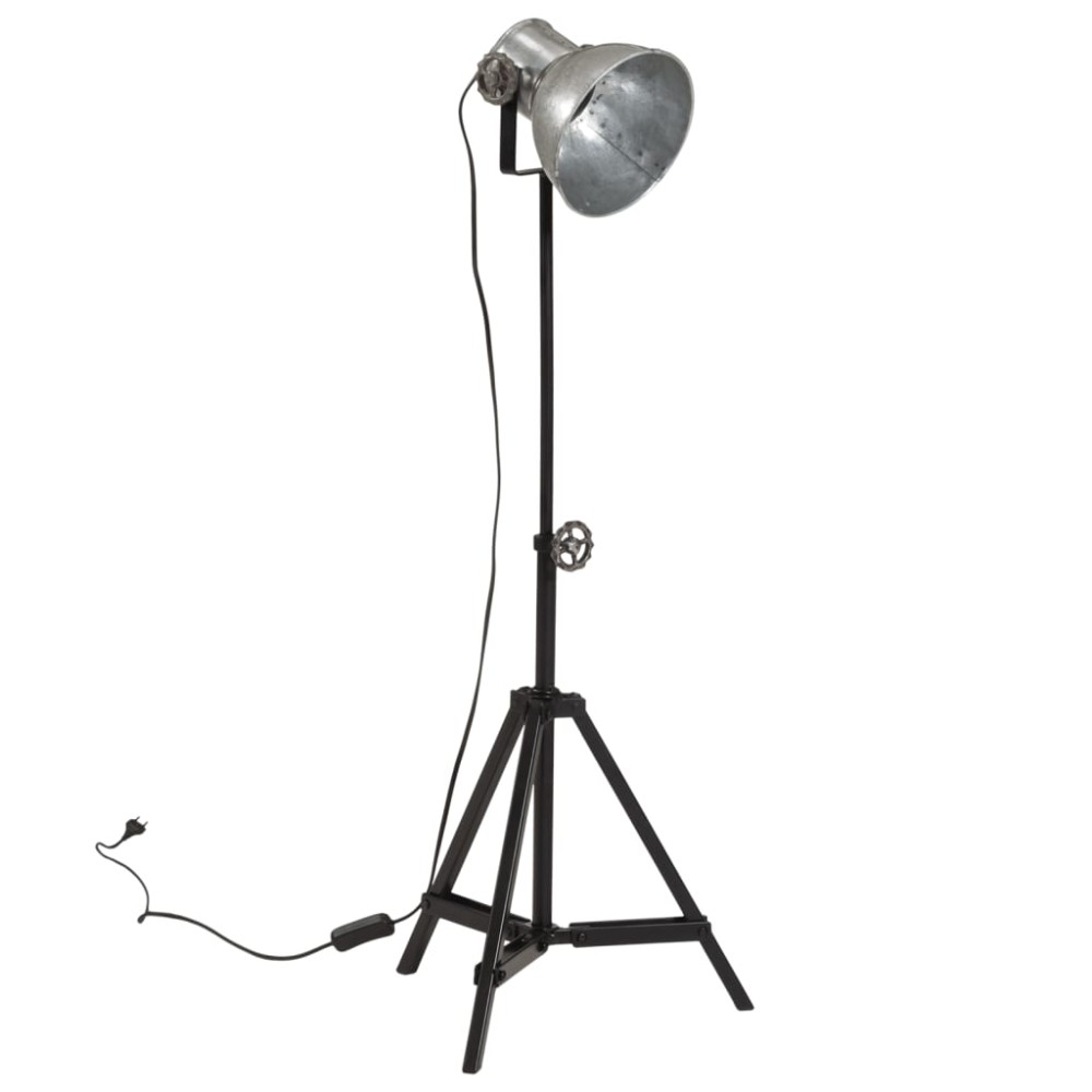 vidaXL Lampă de podea 25 W, argintiu vintage, 35x35x65/95 cm, E27