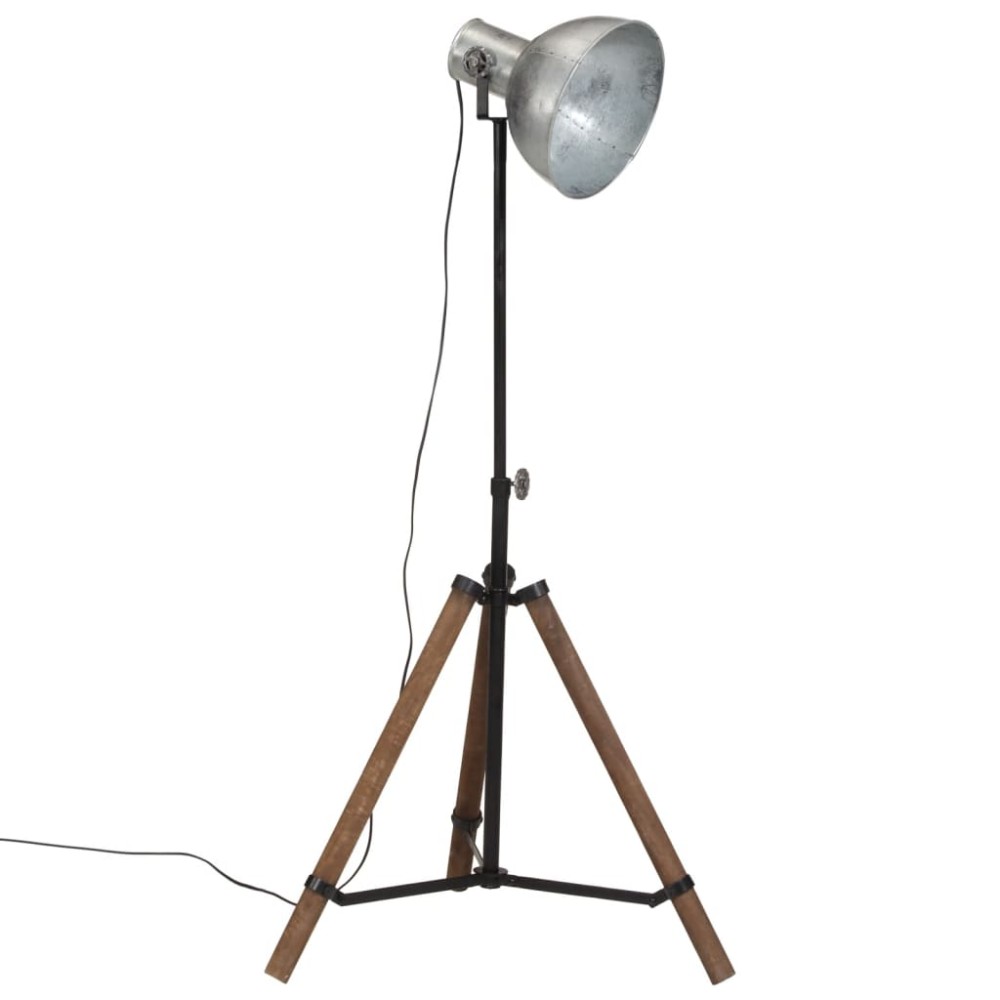 vidaXL Lampă de podea 25 W, argintiu vintage, 75x75x90-150 cm, E27