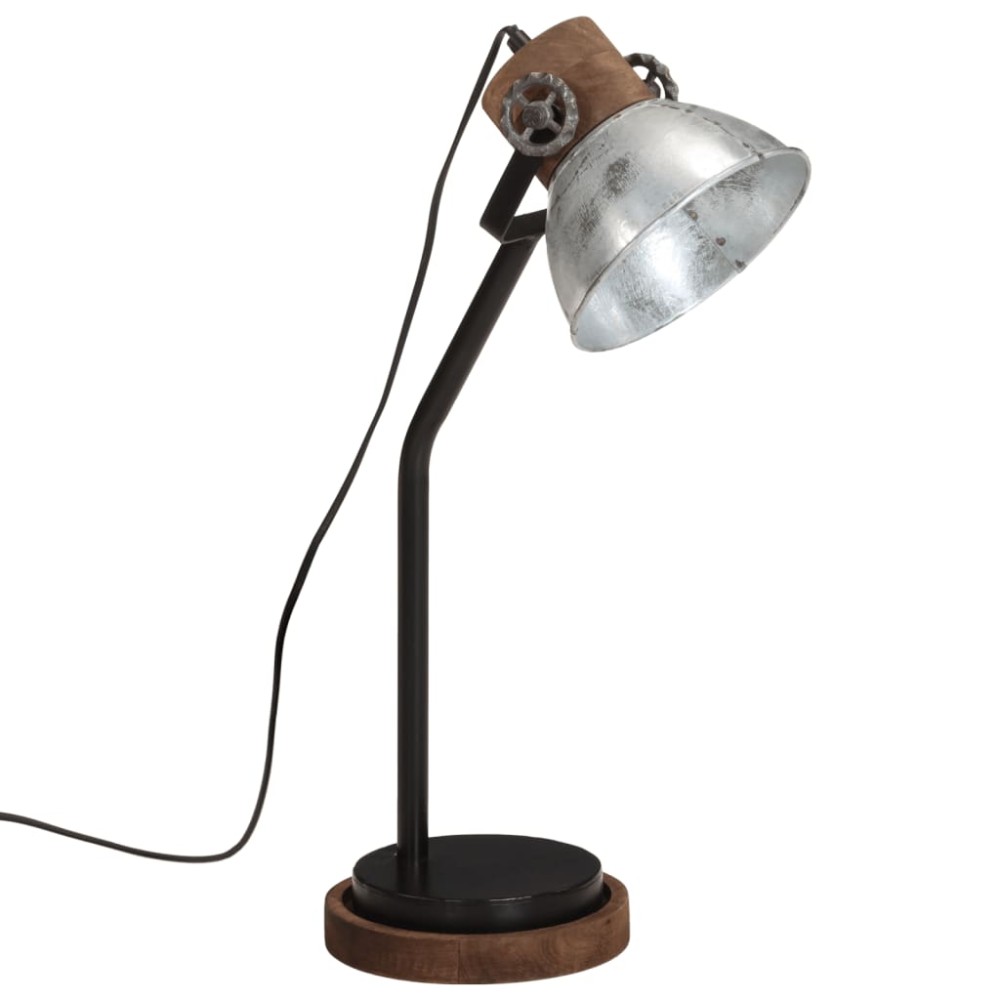 vidaXL Lampă de birou 25 W, argintiu vintage, 18x18x60 cm, E27