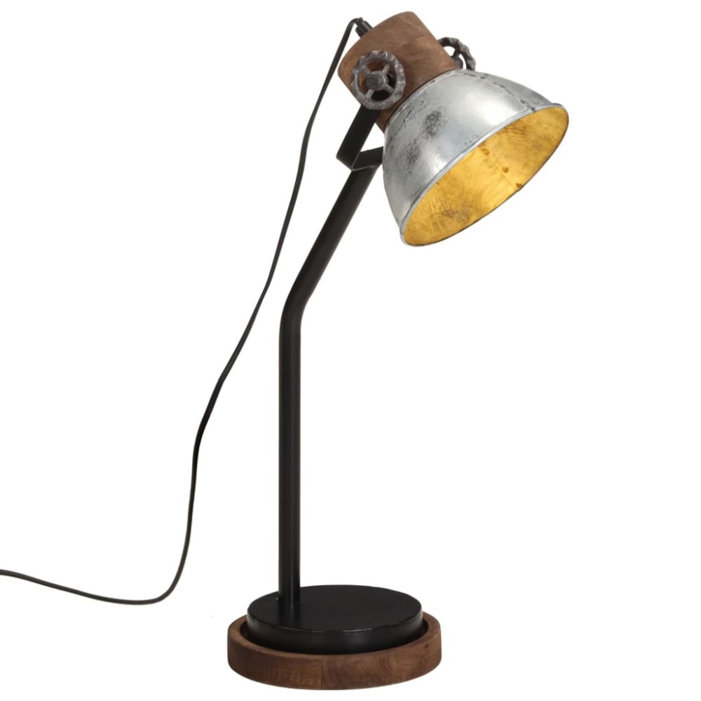 vidaXL Lampă de birou 25 W, argintiu vintage, 18x18x60 cm, E27