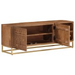 vidaXL Comodă TV, 110x30x40 cm, lemn masiv de mango brut și fier vidaXL Comodă TV, 110x30x40 cm, lemn masiv de mango brut și fier