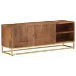 vidaXL Comodă TV, 110x30x40 cm, lemn masiv de mango brut și fier vidaXL Comodă TV, 110x30x40 cm, lemn masiv de mango brut și fier