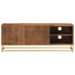 vidaXL Comodă TV, 110x30x40 cm, lemn masiv de mango brut și fier vidaXL Comodă TV, 110x30x40 cm, lemn masiv de mango brut și fier